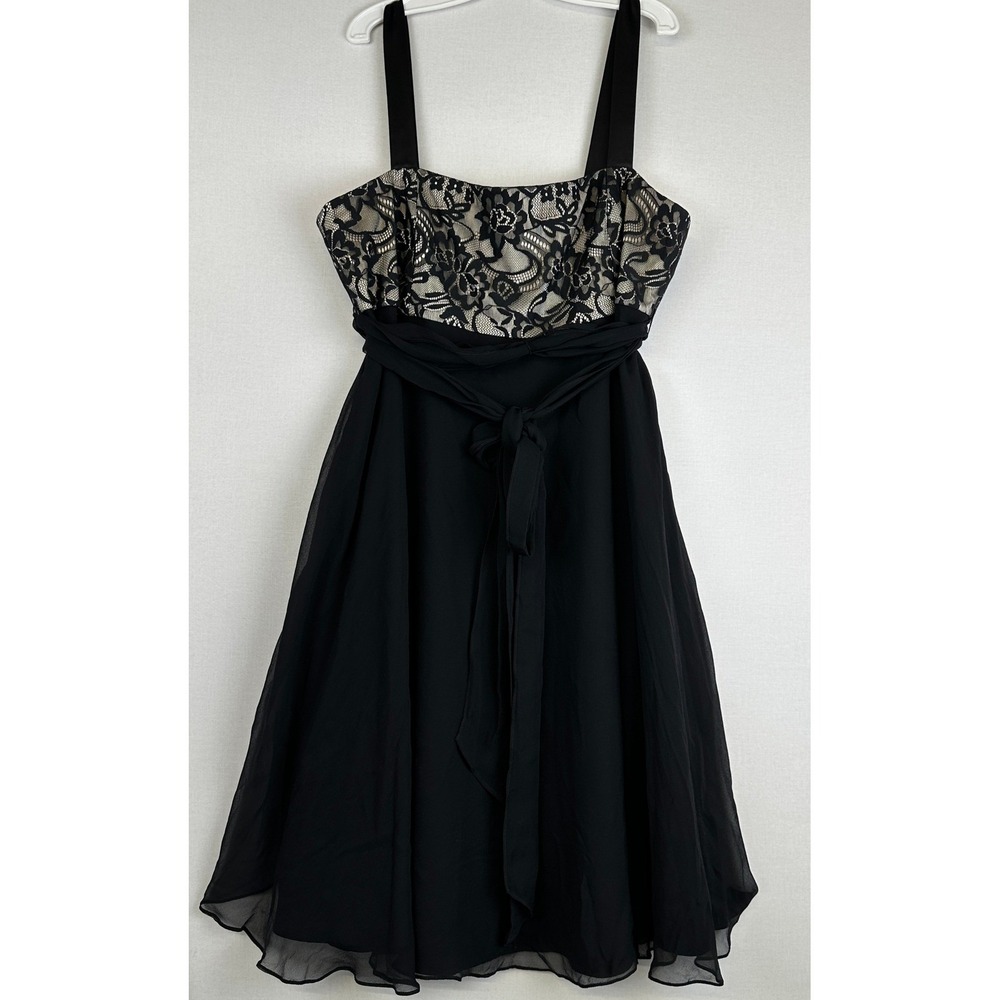 Tahari Arthur S Levine Silk Lace Cocktail Dress Black Women's 14‎